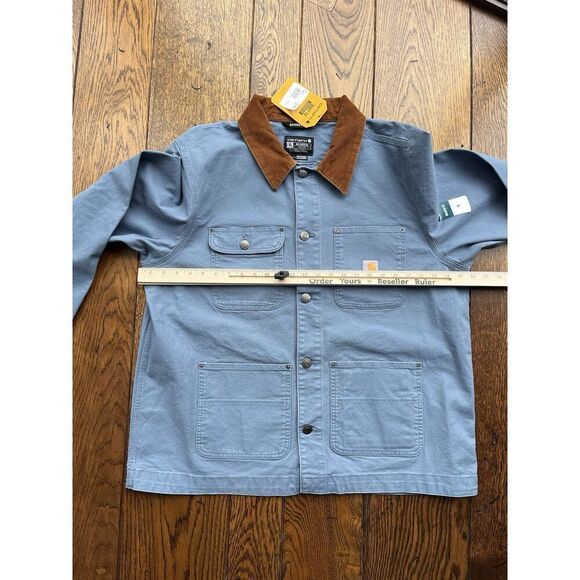 Carhartt Jacket Mens XL Blue Brown Rugged Flex Cotton Chore Coat OC6644-M - Picture 6 of 7